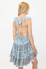 Zimmermann Blue Caravan Tiered Printed Dress