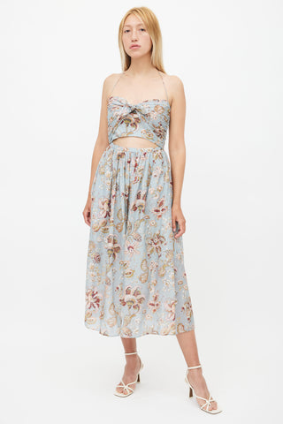Zimmermann Blue & Multi Floral Midi Dress