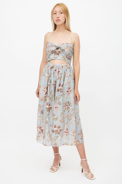 Zimmermann Blue & Multi Floral Midi Dress