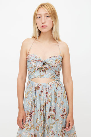 Zimmermann Blue & Multi Floral Midi Dress