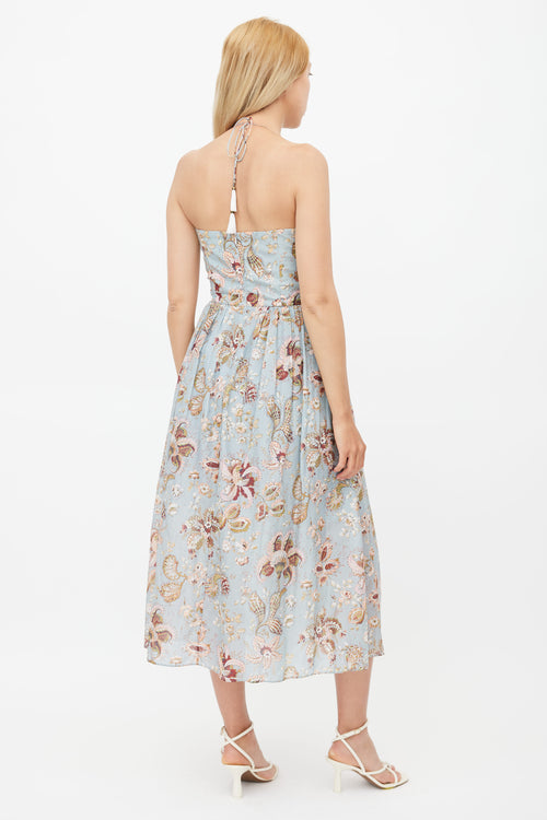 Zimmermann Blue & Multi Floral Midi Dress