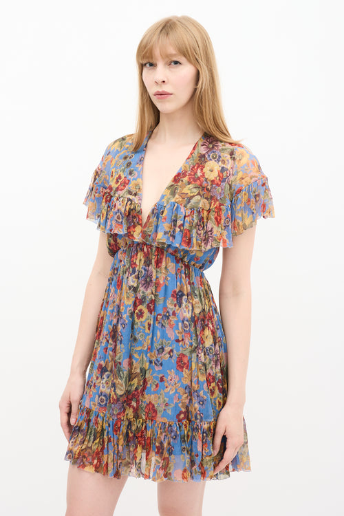 Zimmermann Blue & Multi Silk Floral Dress