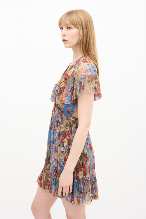 Zimmermann Blue & Multi Silk Floral Dress