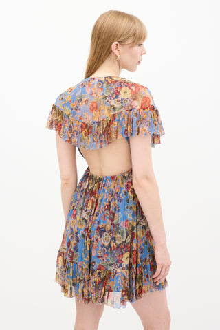 Zimmermann Blue & Multi Silk Floral Dress