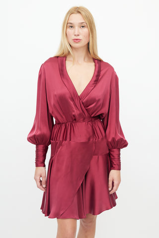 Zimmermann Burgundy Silk Wrap Dress