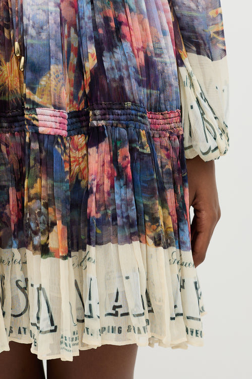 Zimmermann Chiffon Postcard Gathered Dress