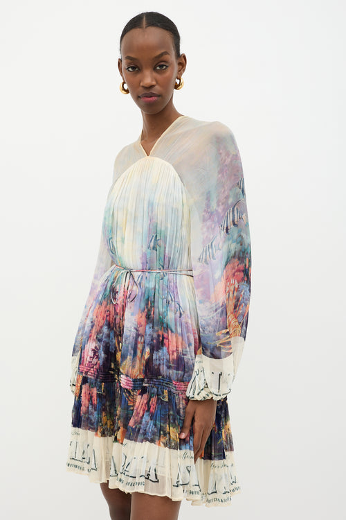 Zimmermann Chiffon Postcard Gathered Dress