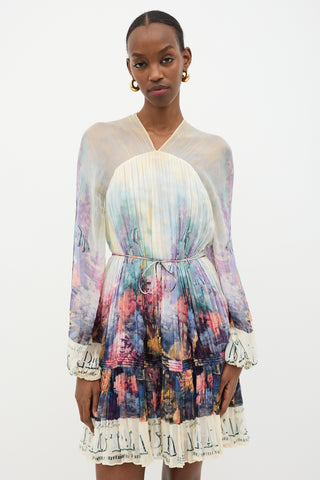 Zimmermann Chiffon Postcard Gathered Dress
