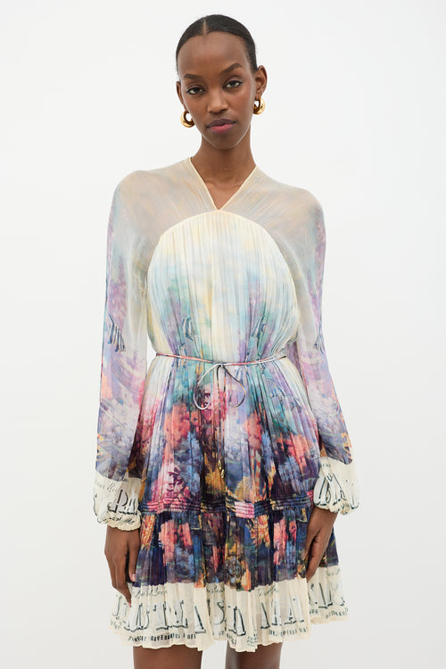 Zimmermann Chiffon Postcard Gathered Dress