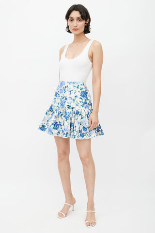 Zimmermann Cream & Blue Floral Skirt