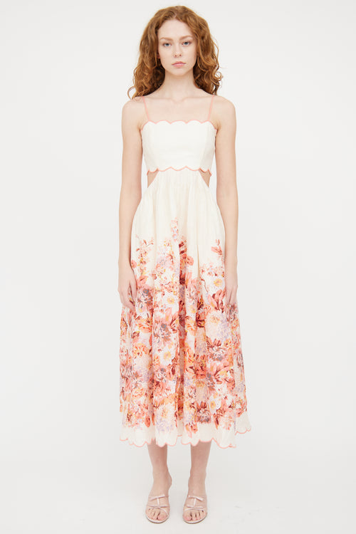 Zimmermann Cream & Multicolour Linen Floral Dress