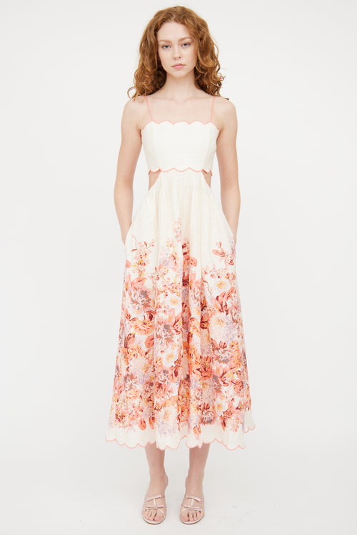 Zimmermann Cream & Multicolour Linen Floral Dress