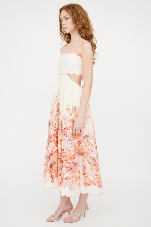 Zimmermann Cream & Multicolour Linen Floral Dress