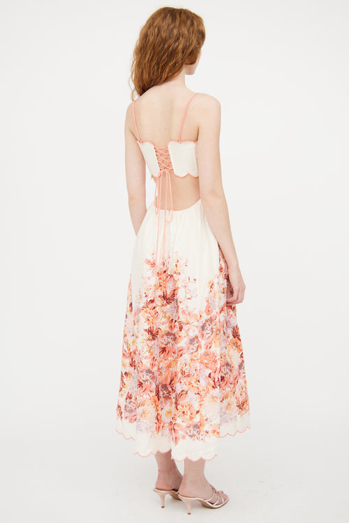 Zimmermann Cream & Multicolour Linen Floral Dress