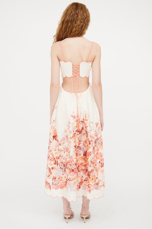 Zimmermann Cream & Multicolour Linen Floral Dress