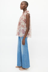 Zimmermann Cream & Red Floral Sheer Top