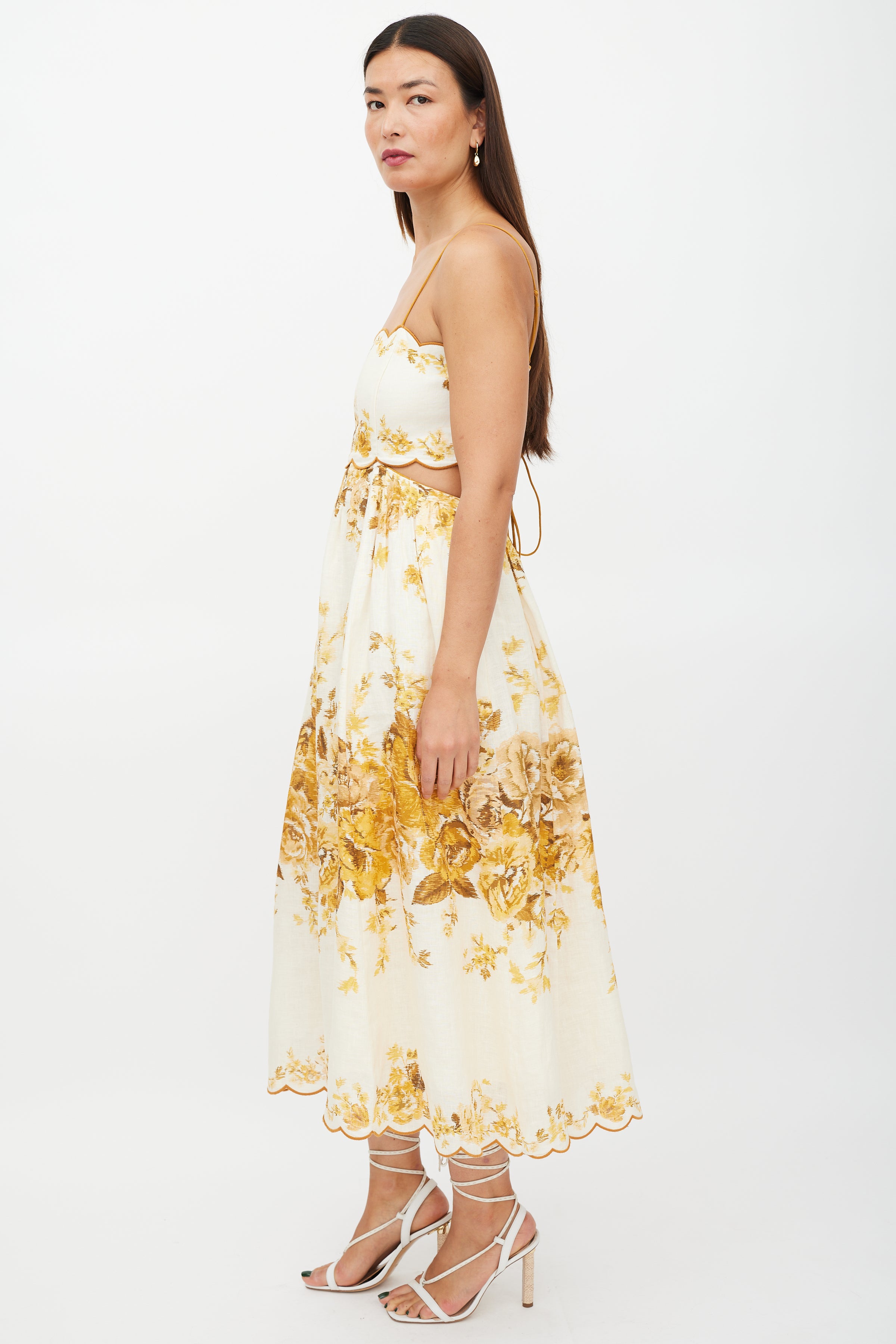 Zimmermann // Cream & Yellow Linen Floral Dress VSP Consignment Zimmermann // Cream & Yellow Linen Floral Dress VSP Consignment