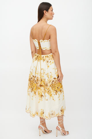 Zimmermann Cream & Yellow Linen Floral Dress