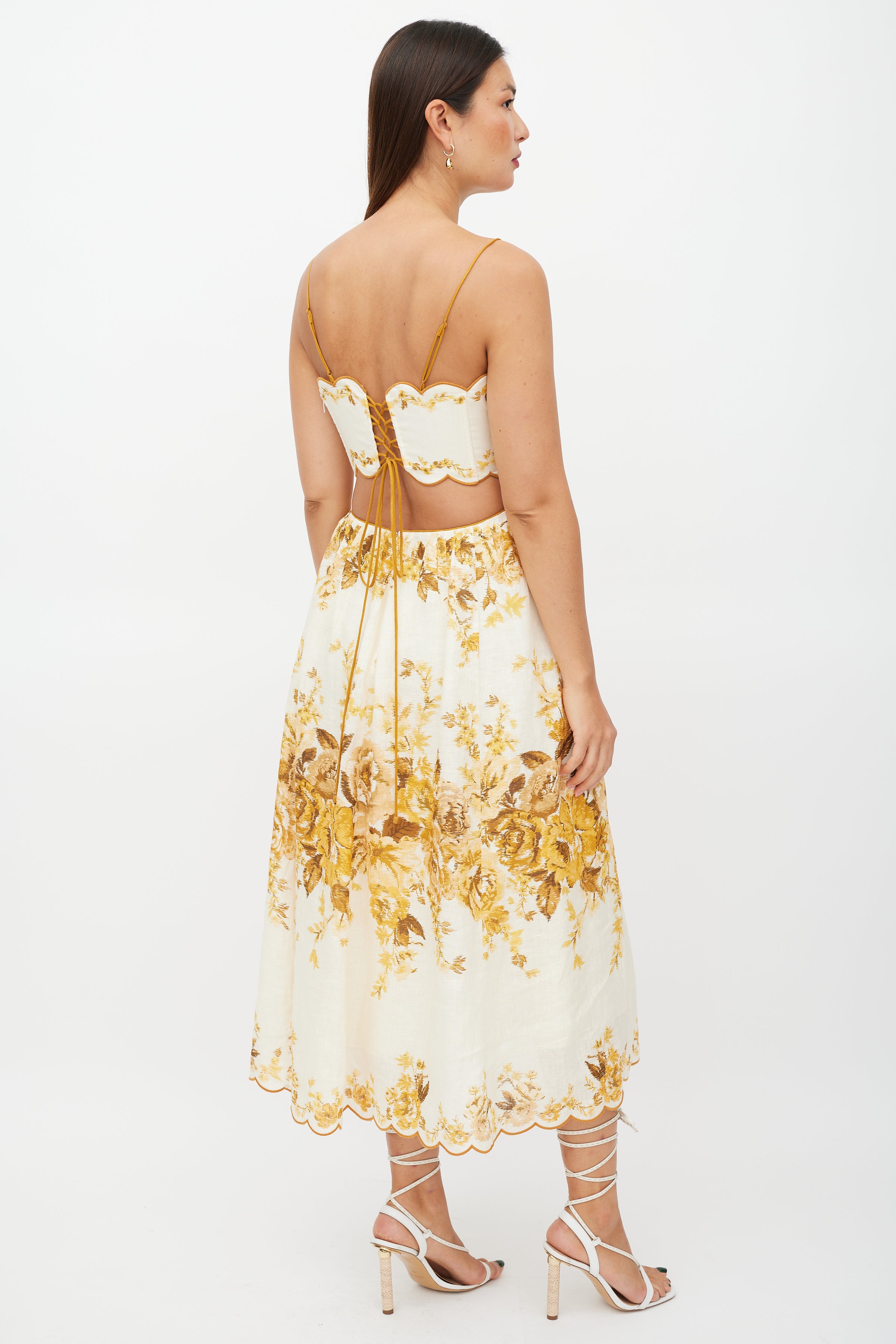 Zimmermann // Cream & Yellow Linen Floral Dress VSP Consignment Zimmermann // Cream & Yellow Linen Floral Dress VSP Consignment
