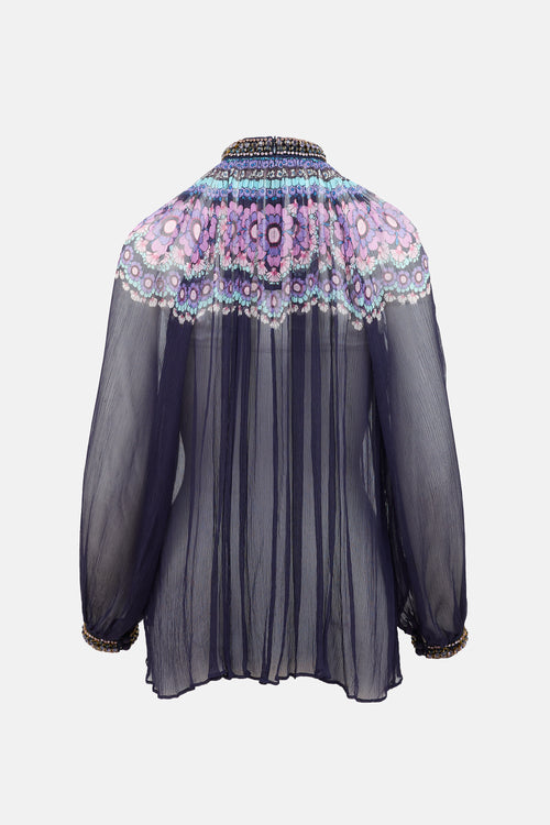 Zimmermann Crinkled Silk Floral Blouse