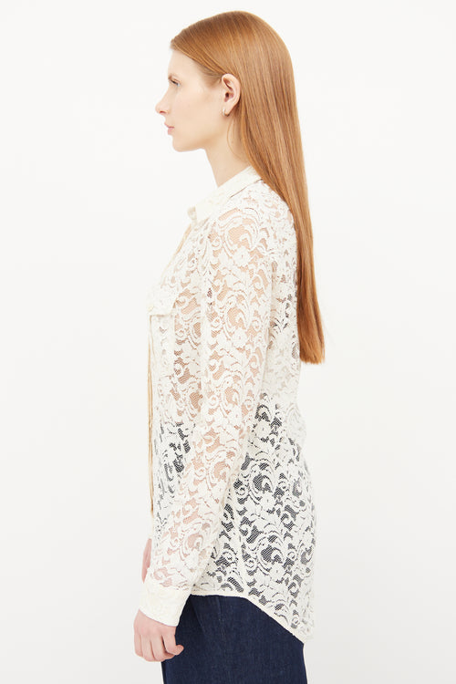Zimmermann Cream Corded Lace Top