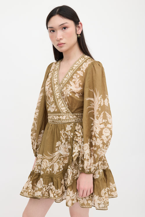 Zimmermann Floral Anneke Mini Wrap Dress
