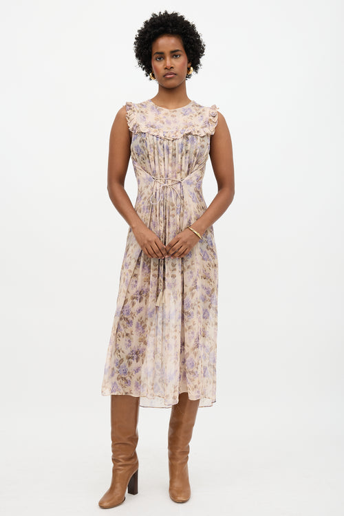 Zimmermann Floral Stranded Bib Dress