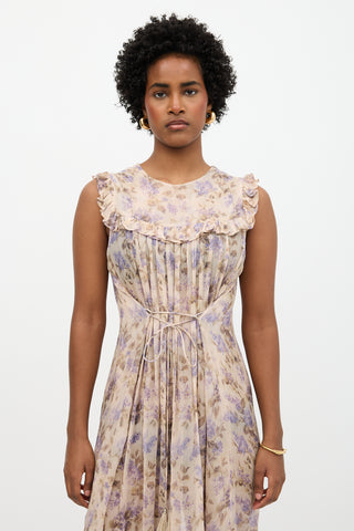 Zimmermann Floral Stranded Bib Dress