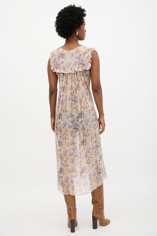Zimmermann Floral Stranded Bib Dress