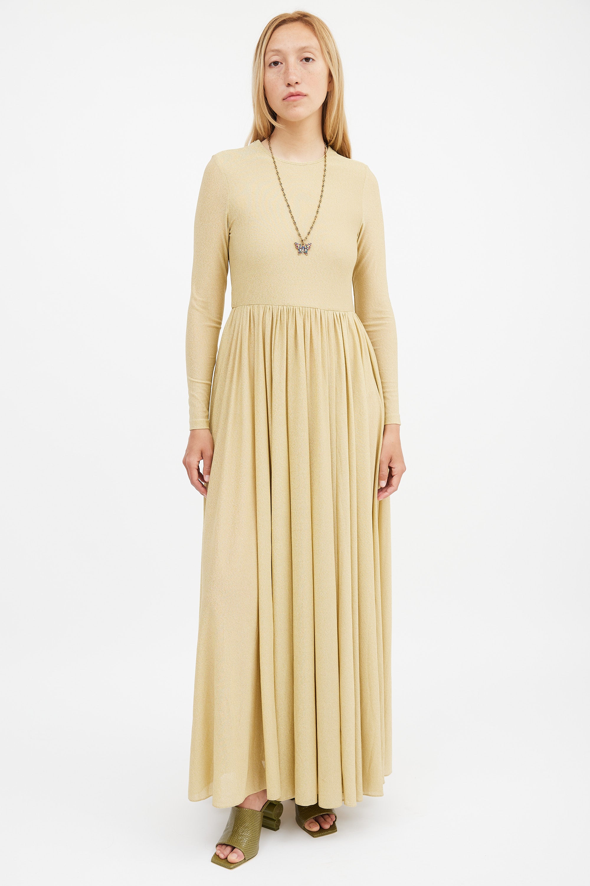 Zimmermann // Gold Lyrical Lurex Long Sleeve Dress VSP Consignment Zimmermann // Gold Lyrical Lurex Long Sleeve Dress VSP Consignment