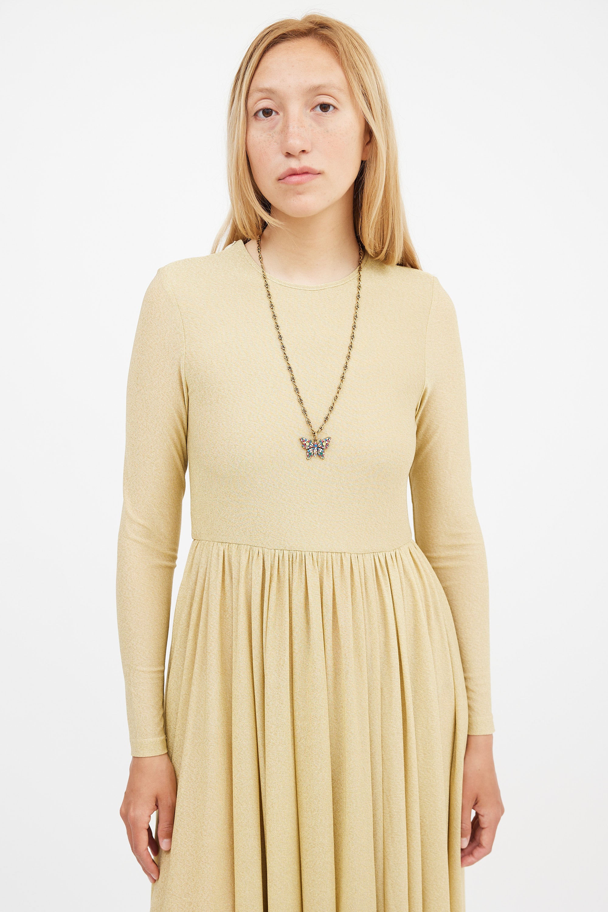 Zimmermann // Gold Lyrical Lurex Long Sleeve Dress VSP Consignment Zimmermann // Gold Lyrical Lurex Long Sleeve Dress VSP Consignment