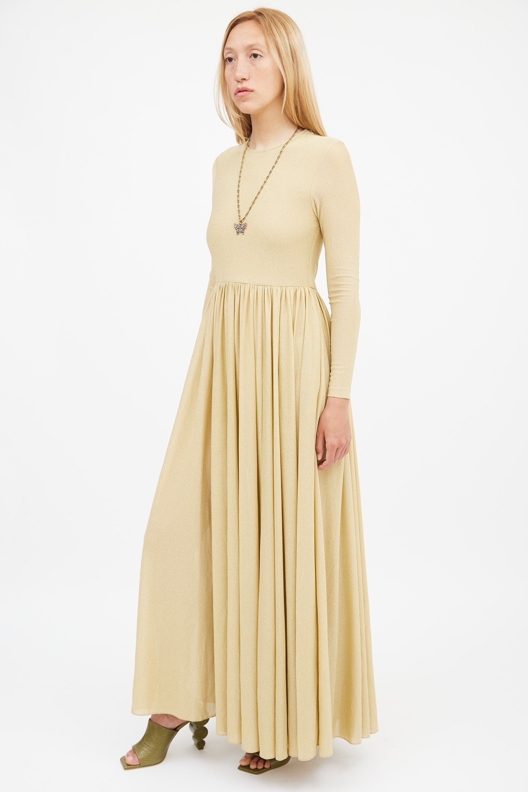 Zimmermann // Gold Lyrical Lurex Long Sleeve Dress VSP Consignment Zimmermann // Gold Lyrical Lurex Long Sleeve Dress VSP Consignment
