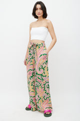 Zimmermann Green & Multicolour Linen Paisley Trouser