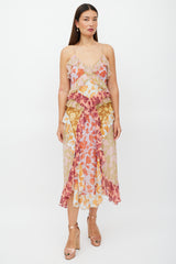 Zimmermann Green & Multicolour Silk Ruffled Floral Dress