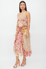 Zimmermann Green & Multicolour Silk Ruffled Floral Dress