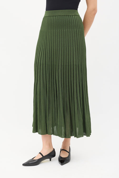 Zimmermann Green Ribbed Knit Midi Skirt