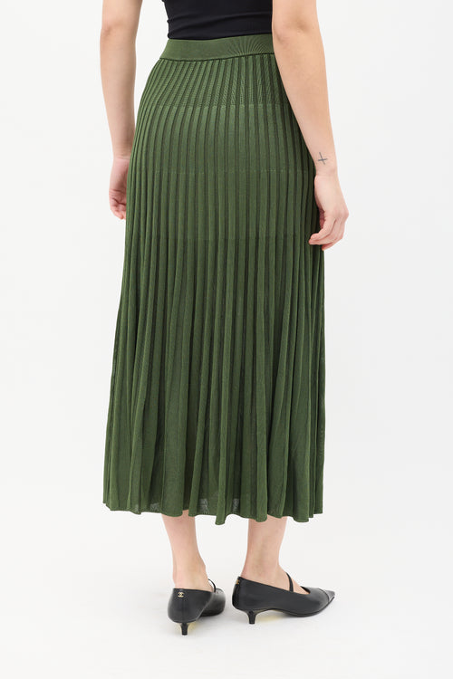 Zimmermann Green Ribbed Knit Midi Skirt