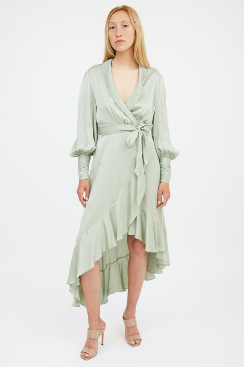 Zimmermann // Green Silk Dancer Wrap Dress VSP Consignment Zimmermann // Green Silk Dancer Wrap Dress VSP Consignment