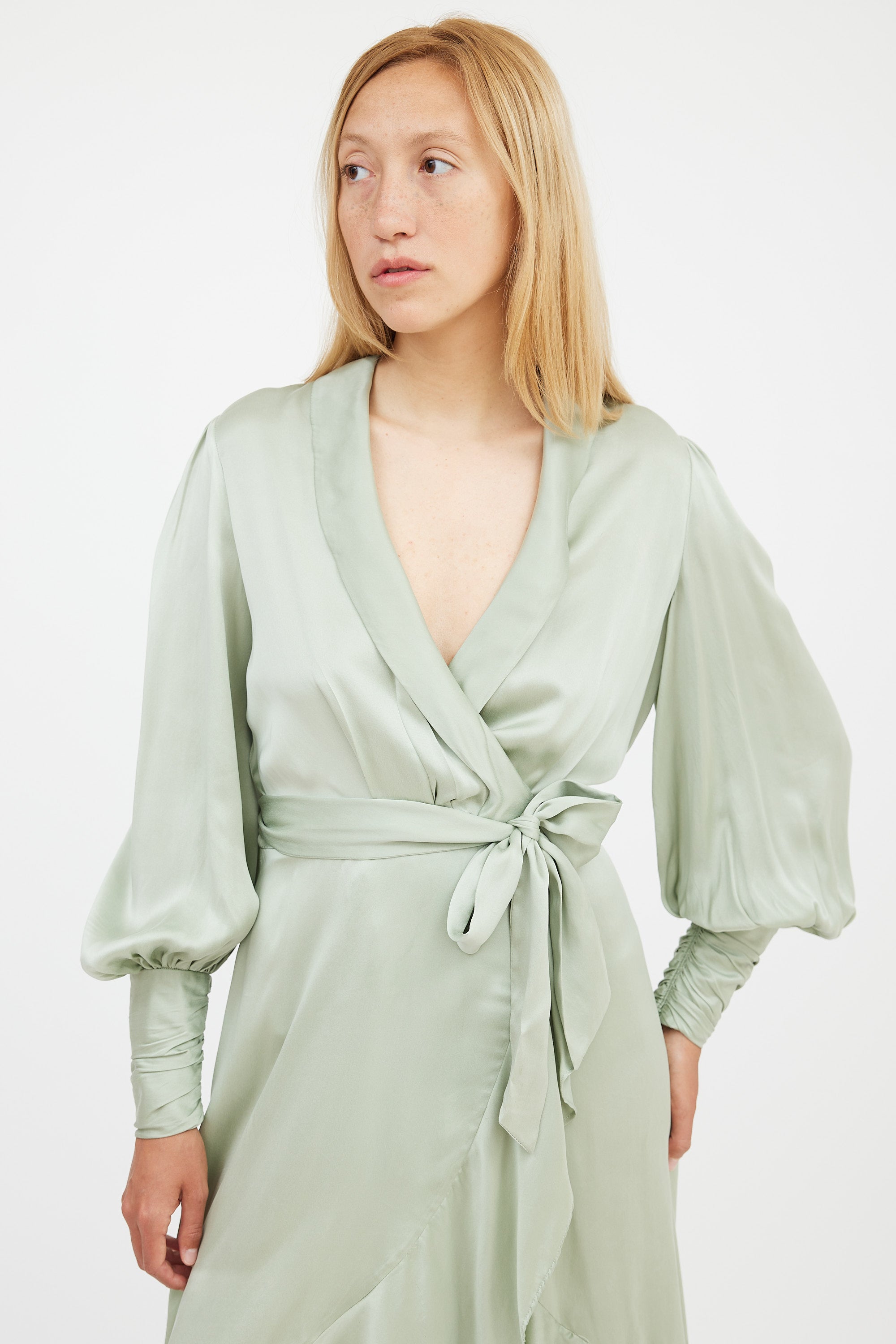 Zimmermann // Green Silk Dancer Wrap Dress VSP Consignment Zimmermann // Green Silk Dancer Wrap Dress VSP Consignment