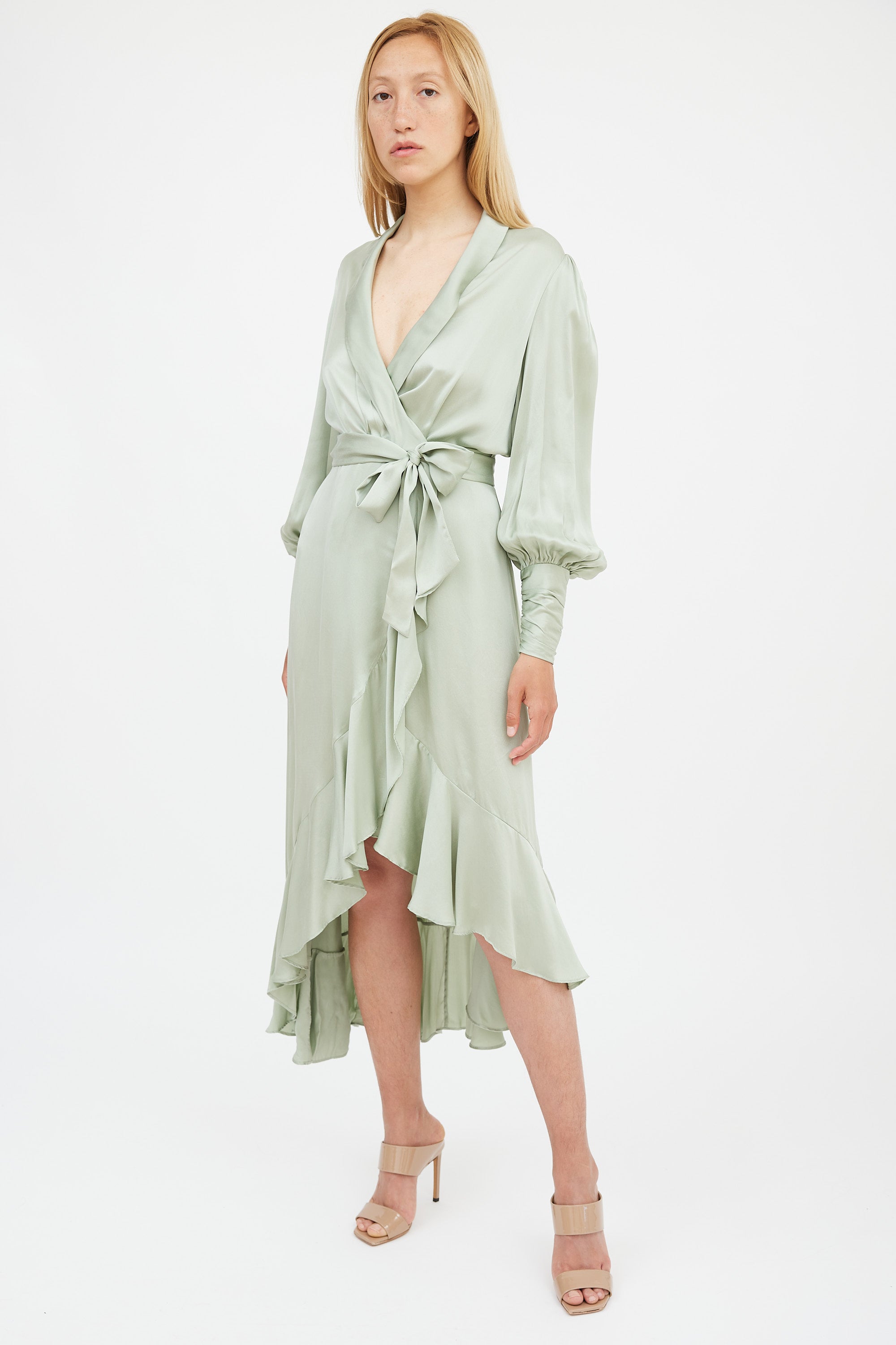 Zimmermann // Green Silk Dancer Wrap Dress VSP Consignment Zimmermann // Green Silk Dancer Wrap Dress VSP Consignment
