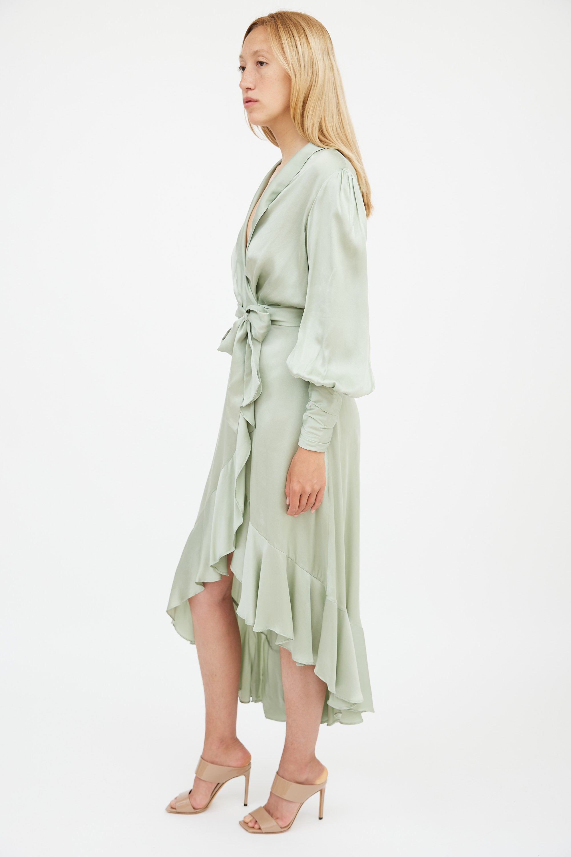 Zimmermann // Green Silk Dancer Wrap Dress VSP Consignment Zimmermann // Green Silk Dancer Wrap Dress VSP Consignment