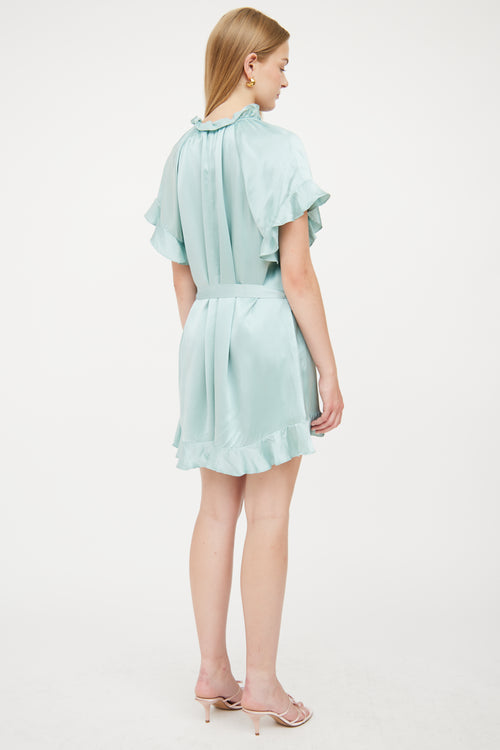 Zimmermann Seafoam Green Silk Ruffle Romper