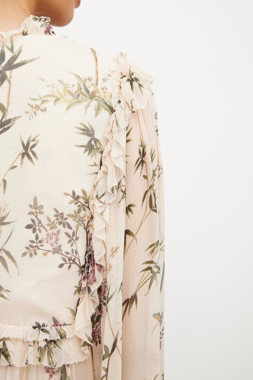 Zimmermann Beige & Multi Floral Silk Blouse