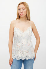 Zimmermann Light Blue & Multicolour Floral Lace Camisole