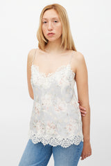 Zimmermann Light Blue & Multicolour Floral Lace Camisole
