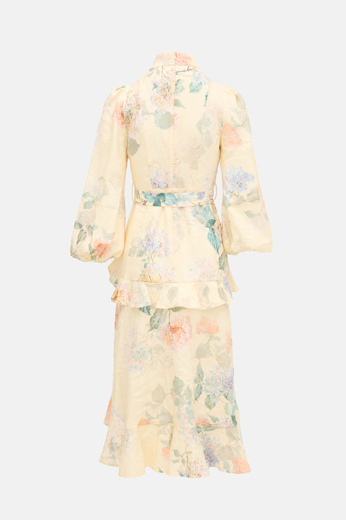 Zimmermann Linen Floral Illuminate Dress