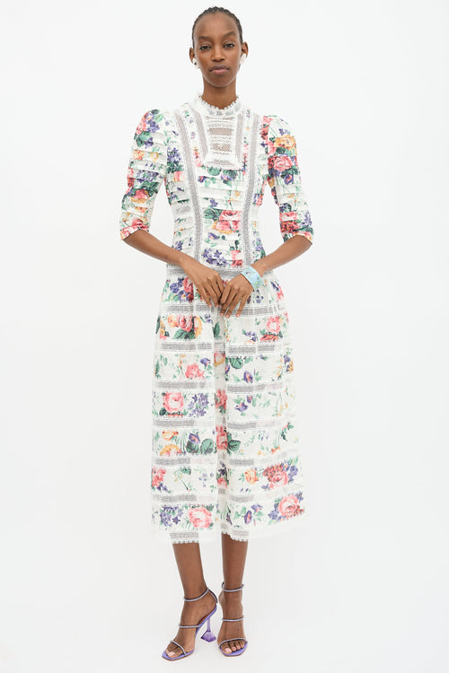 Zimmermann Linen Floral Lace Allia Dress