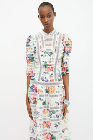Zimmermann Linen Floral Lace Allia Dress