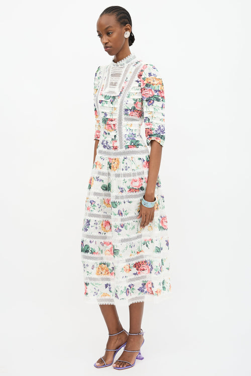 Zimmermann Linen Floral Lace Allia Dress