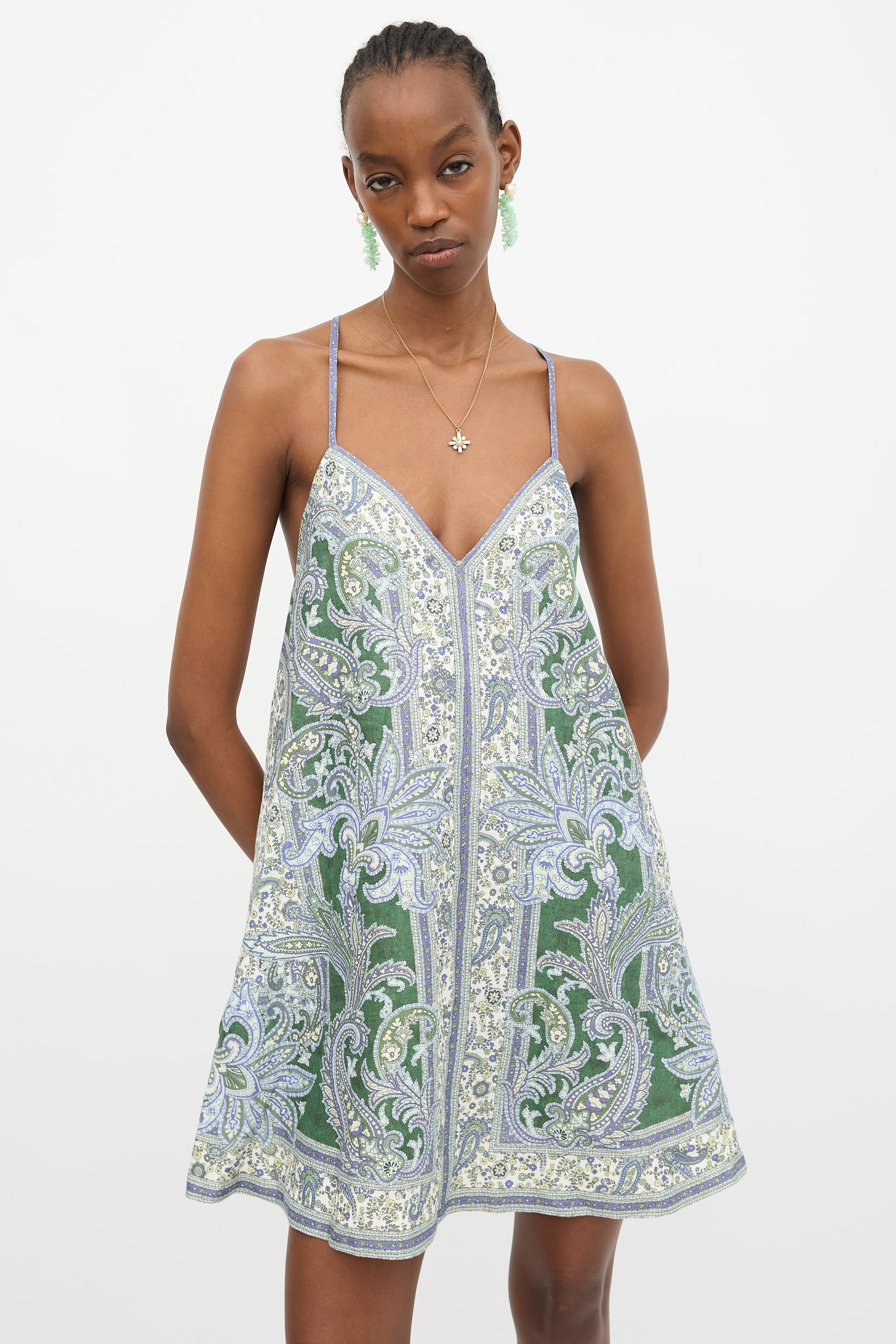 ottie swing mini dress ZIMMERMANN Ottie Swing Paisley-Print Linen Mini Dress